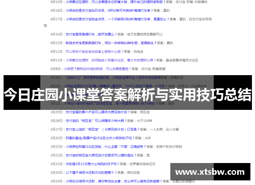今日庄园小课堂答案解析与实用技巧总结